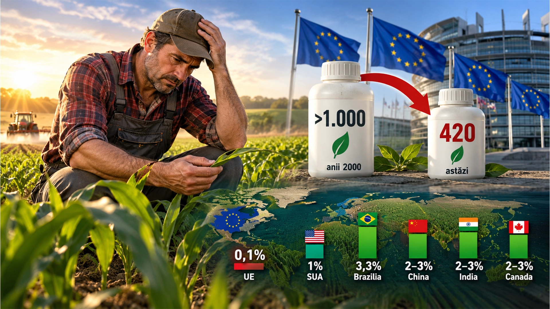 Fermierii au tot mai puține soluții pentru protecția plantelor: de la peste 1.000 la doar 420 de substanțe active! Europa pierde teren în fața marilor puteri agricole!